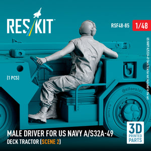 RESKIT RSF48-0085 Male driver for US NAVY A/S32A-49 Deck Tractor (scene 2) (1 pcs) (3D Printed) 1/48 – immagine 2