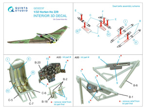 Quinta Studio QD32237 Horten Ho 229 Intérieur coloré imprimé en 3D sur papier décalcomanie (Zoukei Mura) 1/32  – image 10