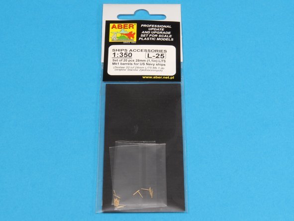 Aber 350L-25 Set of 20 pcs 28 mm (1,1in) L/75Mk.1 barrels for US Navy ships 1/350 – Bild 5