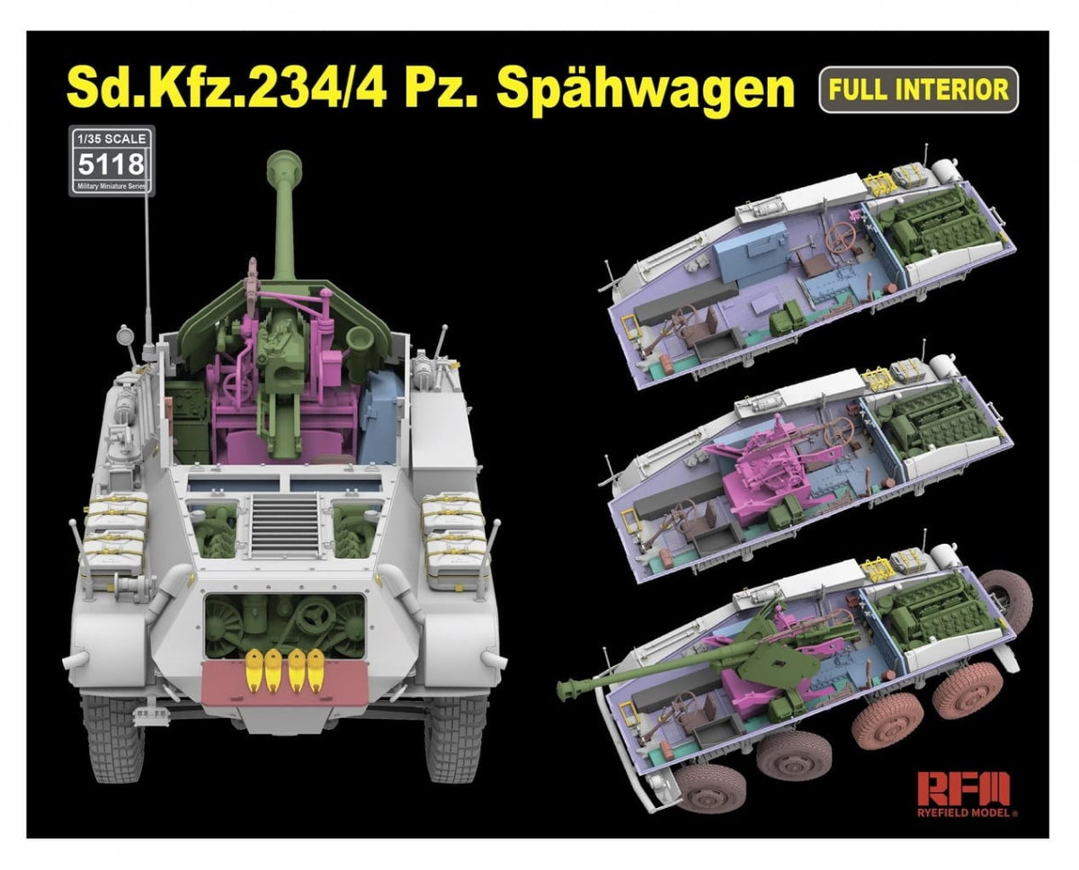 Rye Field Model 5118 Sd.Kfz. 234/4 Pz. Spähwagen with Full Interior 1/35 – Bild 3