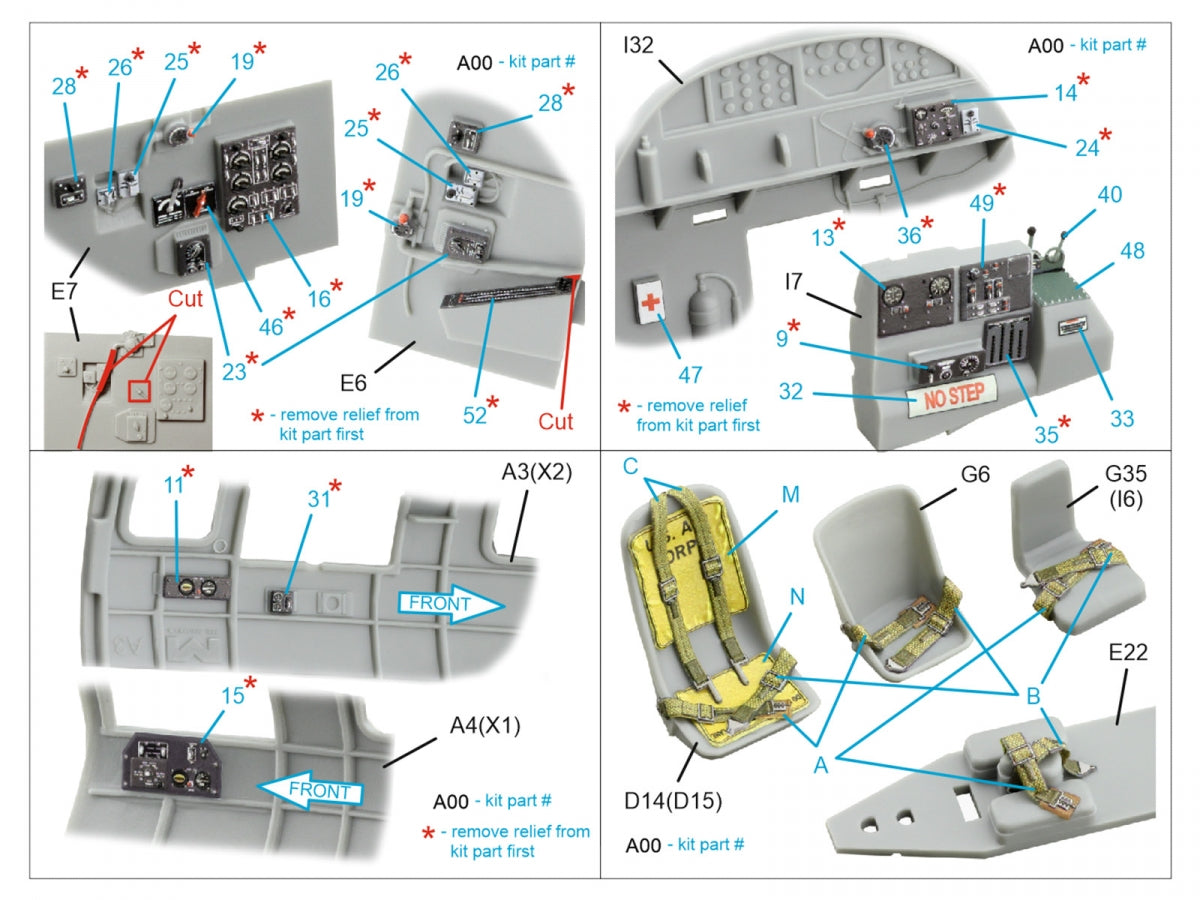 Intérieur imprimé en 3D et coloré sur papier décalcomanie pour Boeing B-17F (Quinta Studio QD48542, HK models, Eduard) à l&amp;#39;échelle 1/48 – image 3