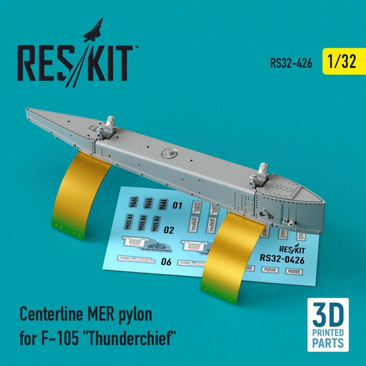 RESKIT RS32-0426 CENTERLINE MER PYLON FOR F-105 "THUNDERCHIEF" (3D PRINTED) 1/32