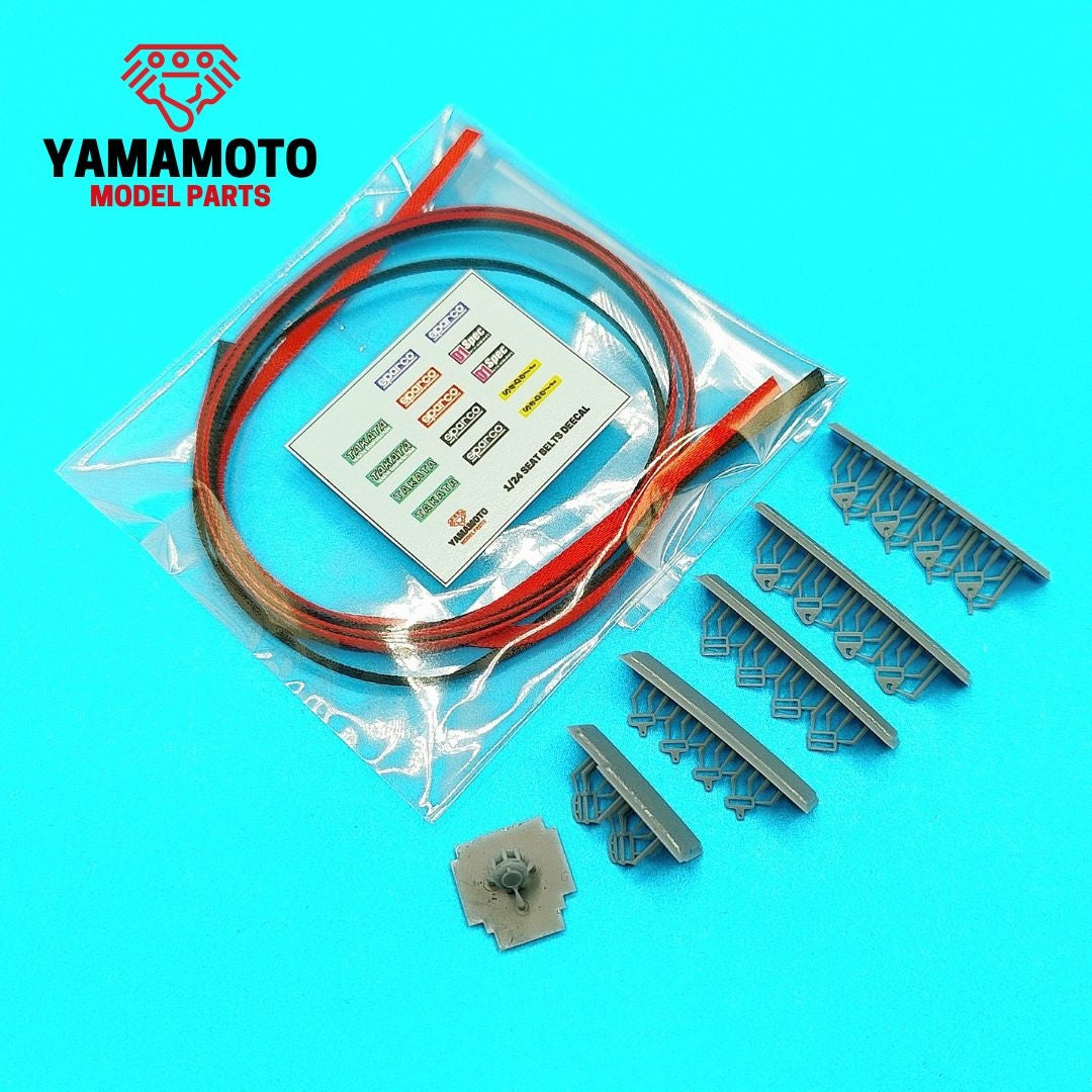 Yamamoto YMPTUN116 Racing Seatbelts 4 Points Set 1 - Black &amp; Red 1/24
