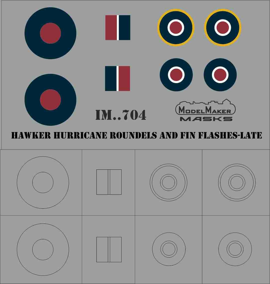 Décalcomanies ModelMaker IM48704 COQUELLES ET FLASHES D&amp;#39;AILERON HAWKER HURRICANE - FIN 1/48  – image 2