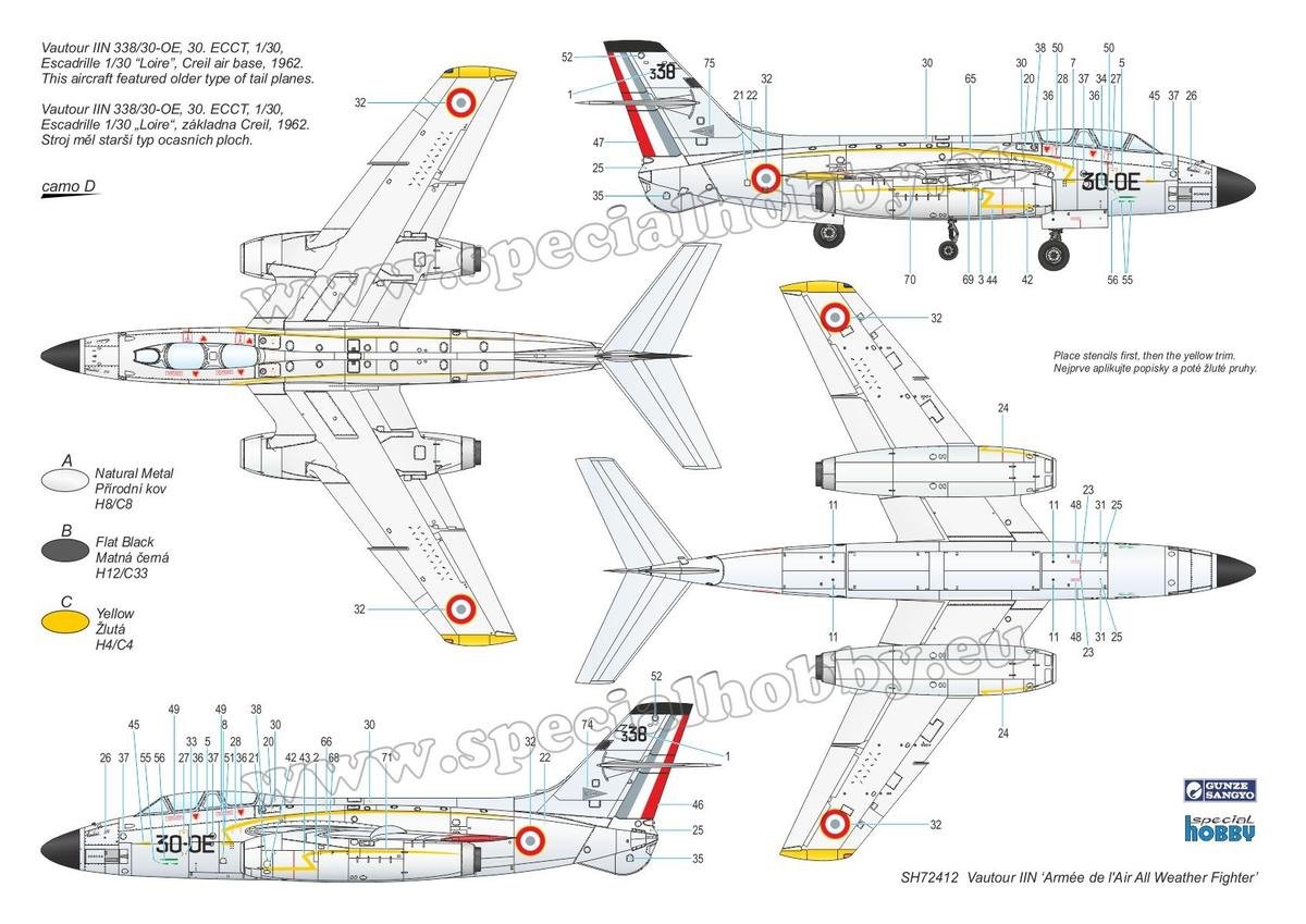 Special Hobby 72412 S. O. 4050 Vautour II &amp;#39;Armée de l&amp;#39; Air All Weather Fighter&amp;#39; 1/72 – Bild 6