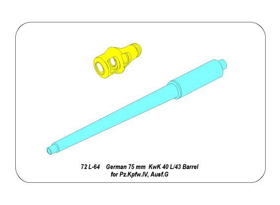 Aber 72L-64 German 75 mm KwK 40 L/43 barrel for Pz.Kpfw.IV Ausf.G 1/72 – imagen 2