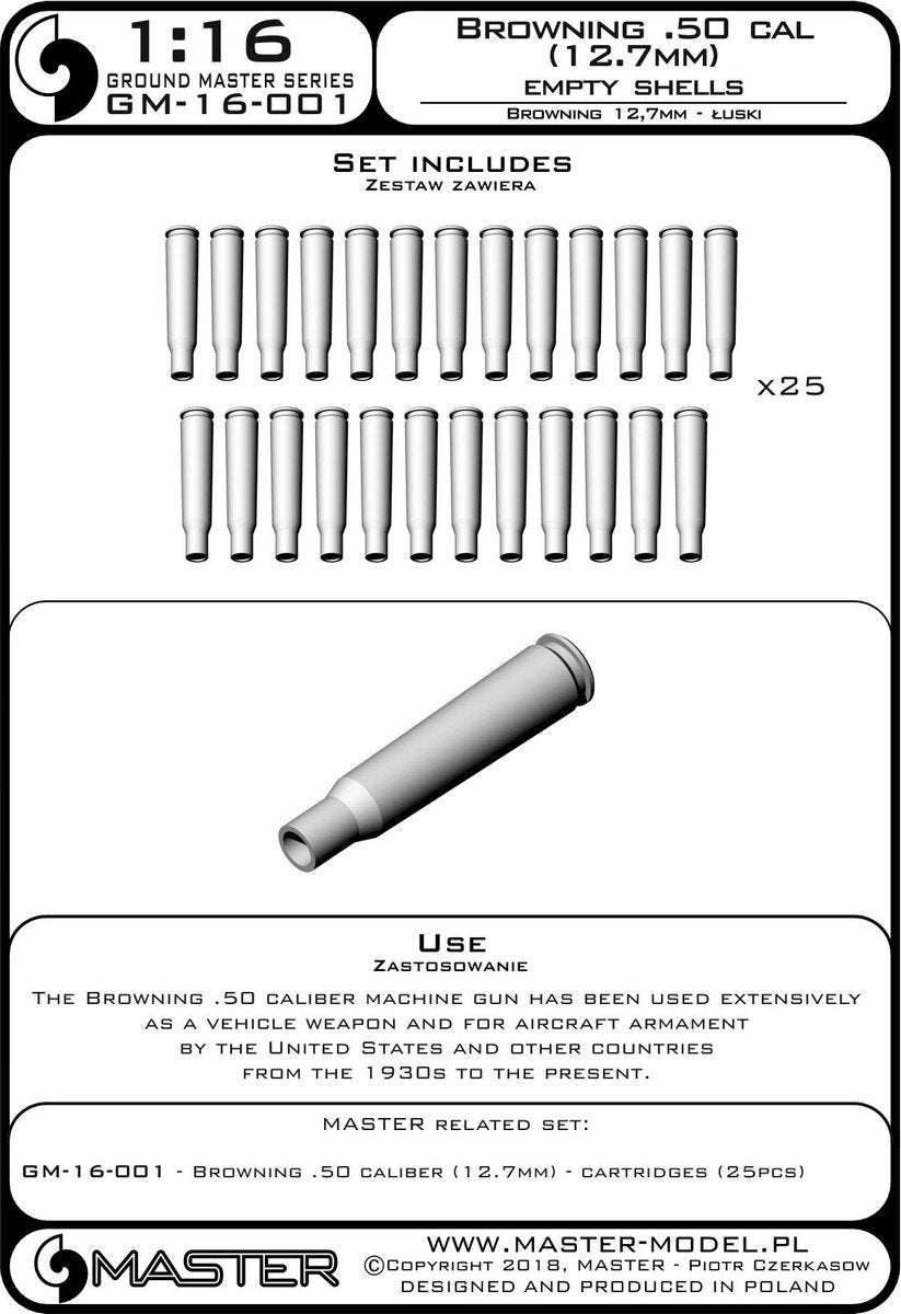 Master GM-16-001 Browning .50 caliber (12,7mm) - łuski (25sztuk) 1/16 – Bild 4