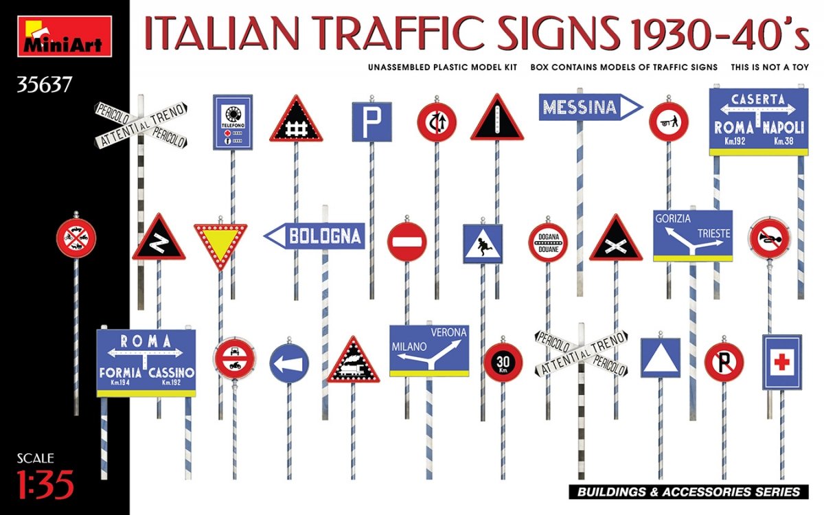 MiniArt 35637 ITALIAN TRAFFIC SIGNS 1930-40’s 1/35 – Bild 2