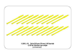 Aber 200L-10 Zestaw 20 luf 20 mm L/65 C/38 do Niemieckich okrętów 1/200 – immagine 4