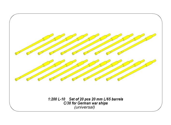 Aber 200L-10 Zestaw 20 luf 20 mm L/65 C/38 do Niemieckich okrętów 1/200 – immagine 4