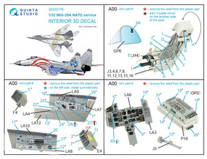 Quinta Studio QD32176 MiG-29A NATO service 3D-Printed &amp;amp; coloured Interior on decal paper (Trumpeter) 1/32 – Bild 8