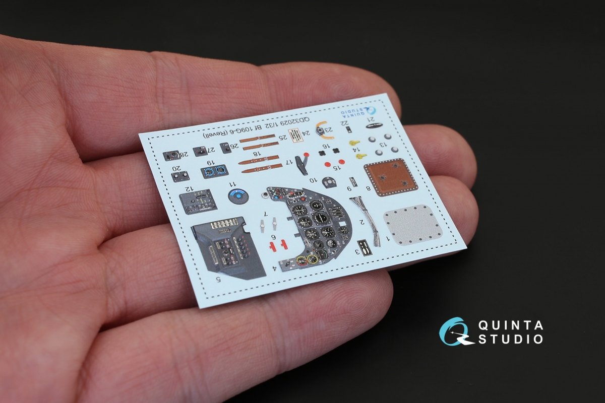 Quinta Studio QD32029 Bf 109G-6 3D-Printed &amp;amp; coloured Interior on decal paper (for Revell kit) 1/32 – immagine 3