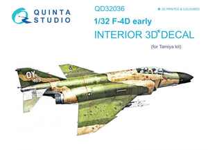 Quinta Studio QD32036 F-4D 3D-Printed &amp;amp; colored Interior on decal paper (Tamiya) 1/32