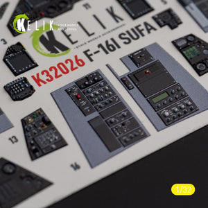 KELIK K32026 F-16I &amp;quot;Sufa&amp;quot; - interior 3D decals for Academy kit 1/32 – immagine 5