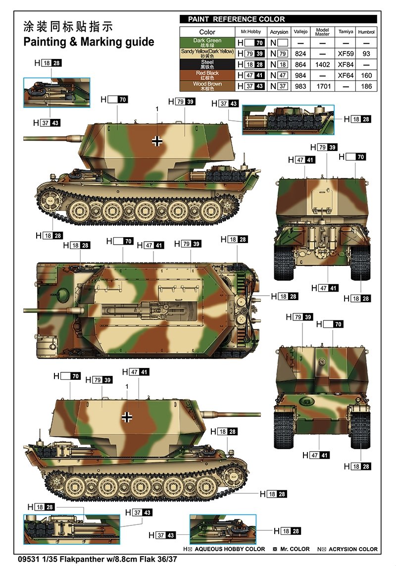 Trumpeter 09531 Flakpanther w/8.8cm Flak 36/37 1/35 – zdjęcie 3