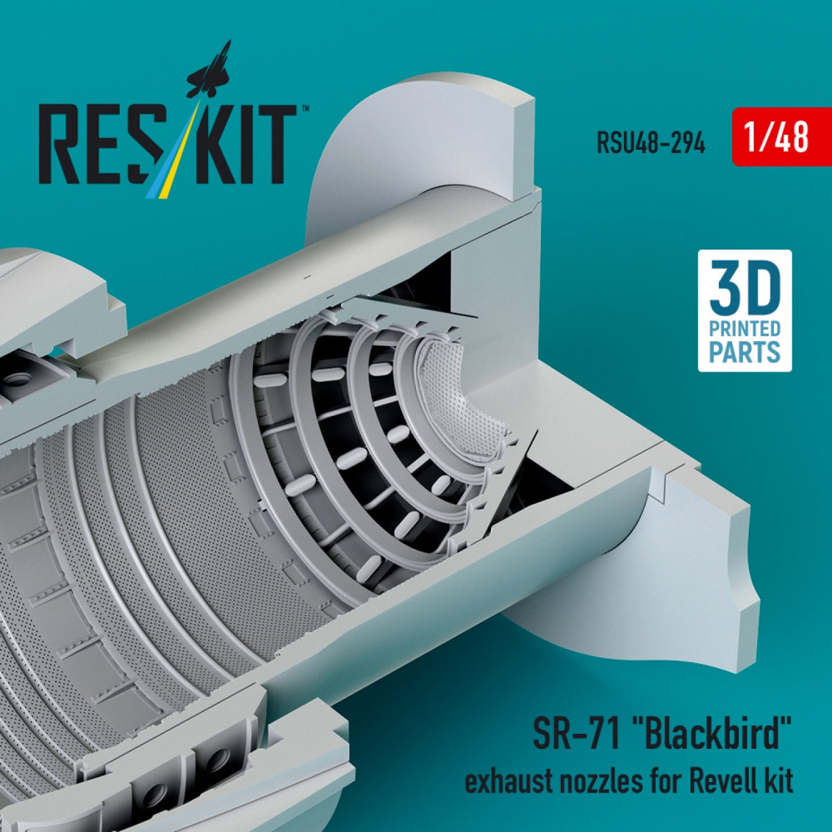 RESKIT RSU48-0294 SR-71 &amp;quot;Blackbird&amp;quot; exhaust nozzles for Revell kit (3D printed) 1/48 – immagine 3