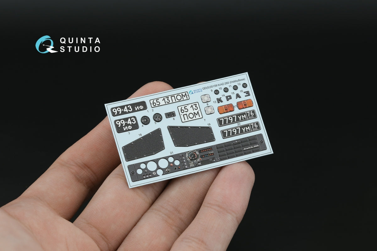 Quinta Studio QD+35159 KrAZ-260 3D-Printed &amp; coloured Interior on decal paper (HobbyBoss) (with 3D-printed resin parts) 1/35
