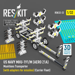 RESKIT RSK32-0022 US NAVY MHU-191/M (AERO 21A) Munitions Transporter (with adapters for bombs) (Carrier Fleet) (3D Printed model kit) 1/32 – Bild 2