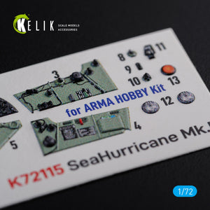 Décalcomanies 3D intérieures KELIK K72115 Sea Hurricane Mk I pour maquette Arma Hobby au 1/72  – image 4