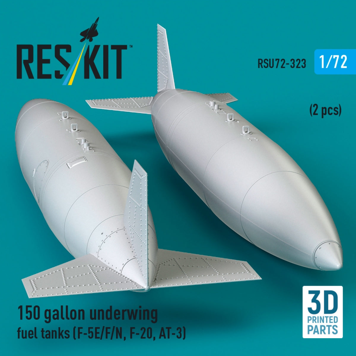 RESKIT RSU72-0323 150 gallon underwing fuel tanks (F-5E/F/N, F-20, AT-3) (2 pcs) (3D Printed) 1/72