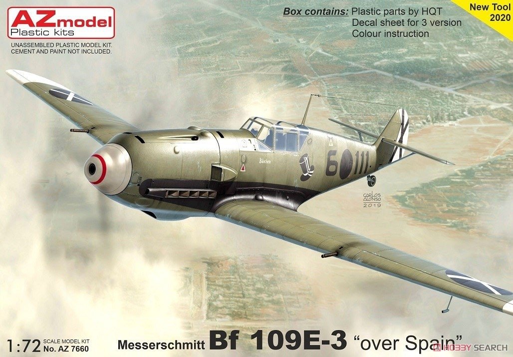 Maquette AZ7660 Messerschmitt Bf 109E-3 au-dessus de l'Espagne, échelle 1/72
