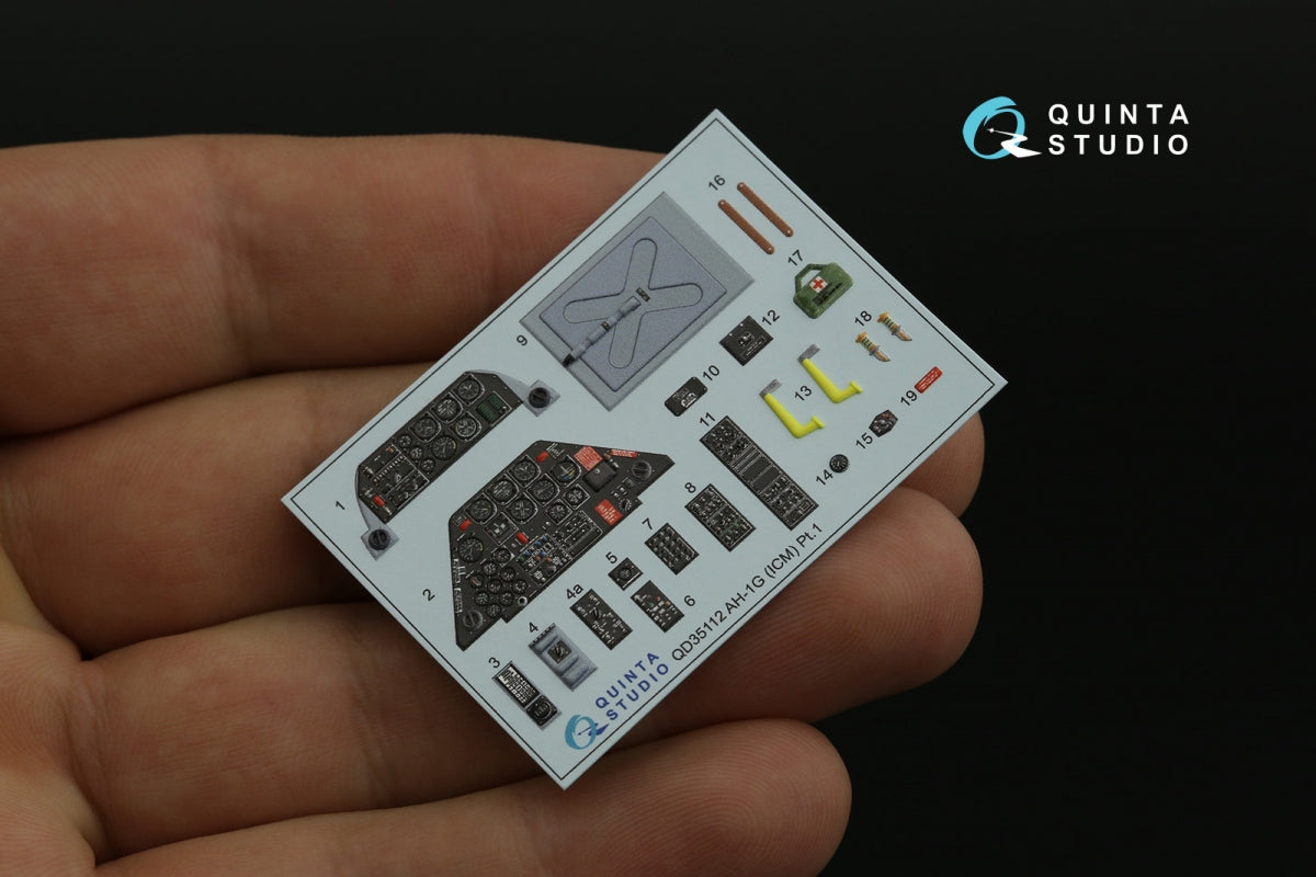 Quinta Studio QD35112 AH-1G Cobra 3D-Printed &amp;amp; coloured Interior on decal paper (ICM) 1/35 – Bild 4