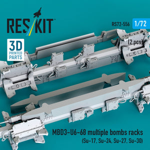 RESKIT RS72-0556 MBD3-U6-68 multiple bombs racks (2 pcs) (Su-17, Su-24, Su-27, Su-30) (3D Printed) 1/72