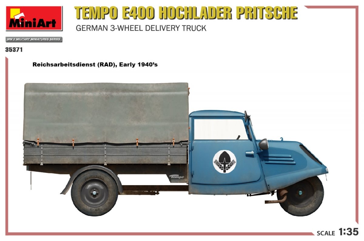 MiniArt 35371 Tempo E400 Hochlader Pritsche German 3-wheel delivery truck 1/35 – Bild 14