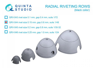 Quinta Studio QRV-044 Radial riveting rows (rivet size 0.15 mm, gap 0.6 mm, suits 1/48), Black color 1/48