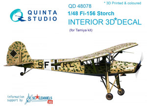 Quinta Studio QD48078 Fi-156 3D-Printed &amp;amp; coloured Interior on decal paper (for Tamiya kit) 1/48