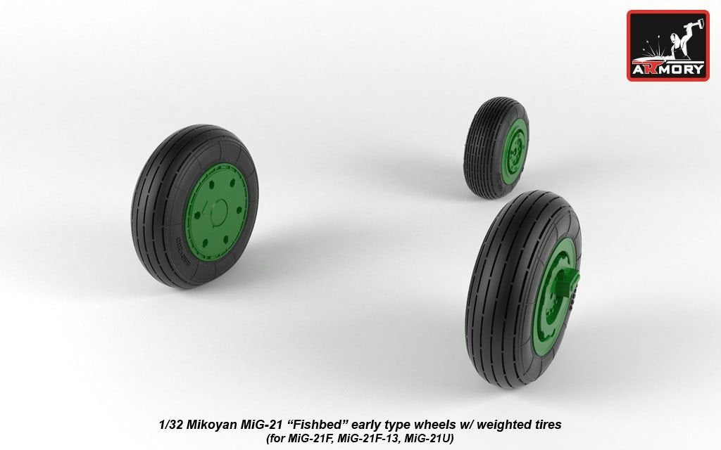 Armory Models AW32009 Mikoyan MiG-21 Fishbed wheels w/ weighted tires, early 1/32 – imagen 5