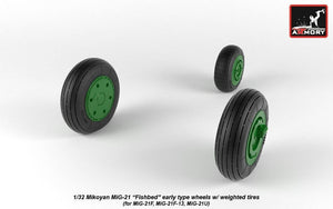 Armory Models AW32009 Mikoyan MiG-21 Fishbed wheels w/ weighted tires, early 1/32 – imagen 5