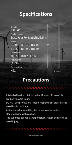 DSPIAE BB-1.0 Brass Rods For Model Building 1.0mm (8 PCS) / pręty miedziane – Bild 7