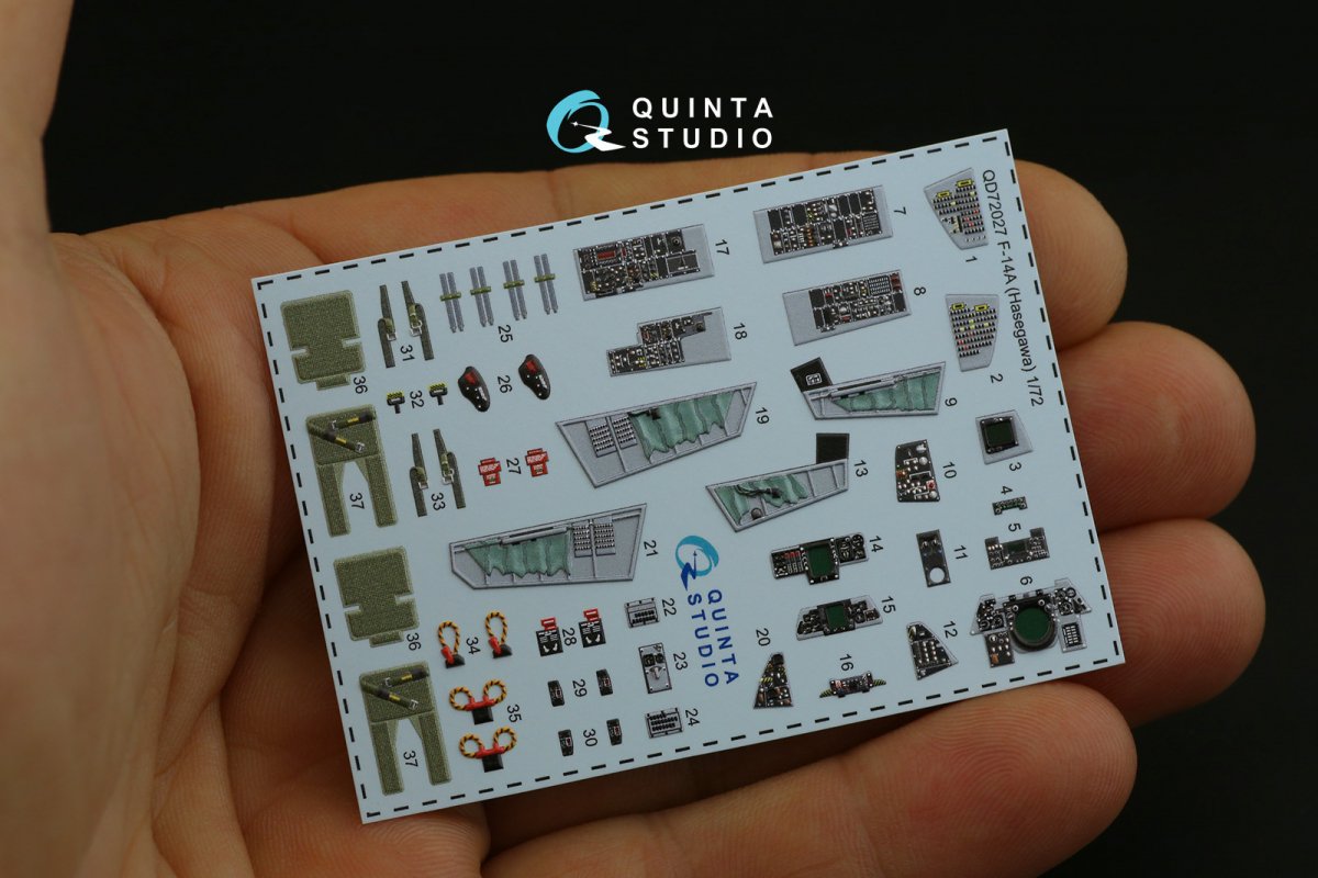 Quinta Studio QD72027 F-14A 3D-Printed &amp;amp; coloured Interior on decal paper (for Hasegawa kit) 1/72 – Bild 2