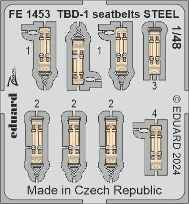 Ceintures de sécurité Eduard FE1453 TBD-1 en acier Hobby Boss 1/48