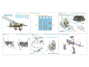 Quinta Studio QD+48582 Westland Lysander Mk.I 3D-Printed &amp;amp; coloured Interior on decal paper (Airfix) (with 3D-printed resin parts) 1/48 – immagine 14