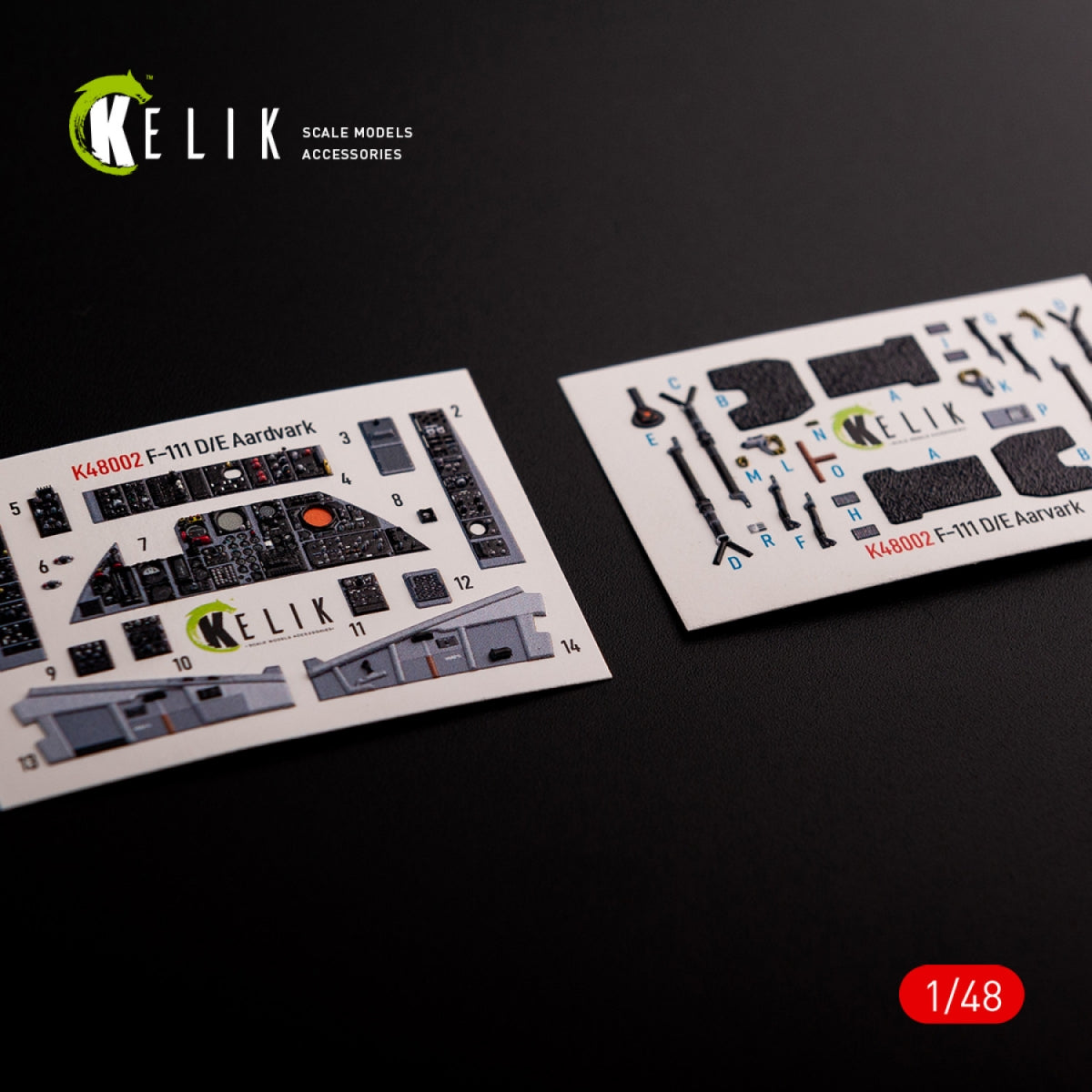KELIK K48002 F-111 A/E Aardvark interior 3D decals for HobbyBoss kit 1/48
