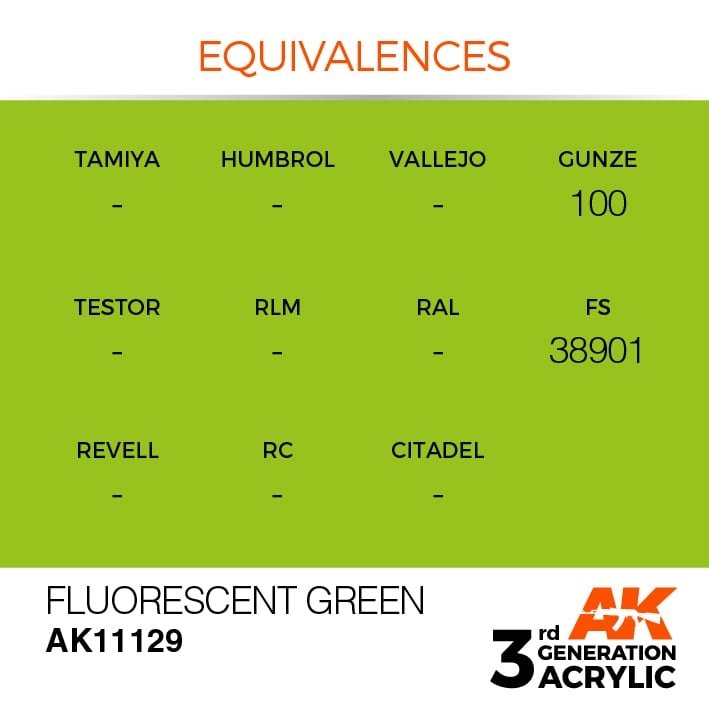 AK Interactive AK11129 FLUORESCENT GREEN – STANDARD 17ml – immagine 2