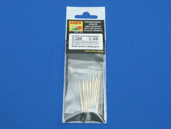 Aber 350L-05 Set of 9pcs 406mm long barrels for US ships for turrets without antiblast covers: North Carolina, Washington 1/350 – zdjęcie 5