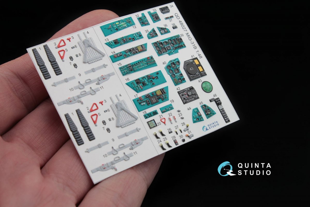 Intérieur imprimé en 3D et coloré sur papier décalcomanie Quinta Studio QD48027 MiG-31B (pour kit AMK) 1/48 – image 5