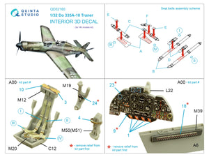 Quinta Studio QD32160 Do 335A-10 3D-Printed &amp;amp; coloured Interior on decal paper (HK models) 1/32 – imagen 2