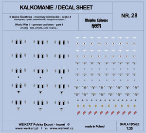 Weikert Decals DEC228 Mundury niemieckie - patki, naramienniki, insygnia na czapki - HEER - ver.4 - vol.28 1/35