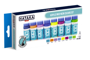 Hataka HTK-QS02 Acrylic Ink Neon Colours Set (8 pcs) 8x17ml