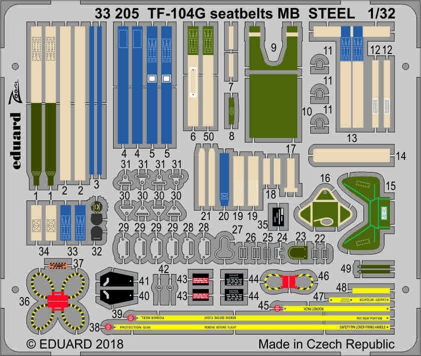 Eduard 33205 TF-104G seatbelts MB STEEL ITALERI 1/32 – Bild 2