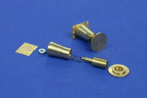 RB Model 35A09 Railroad flat buffer turned and photo etch brass kit set contains two buffers 1/35 – image 2