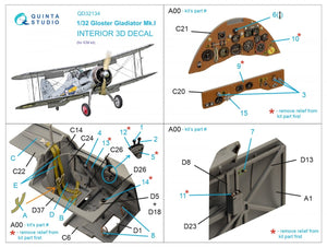 Intérieur imprimé en 3D et coloré sur papier décalcomanie (ICM) Quinta Studio QD32134 Gloster Gladiator Mk I 1/32 – image 6