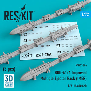 RESKIT RS72-0364 BRU-41/A IMPROVED MULTIPLE EJECTOR RACK (IMER) (3 PCS) 1/72