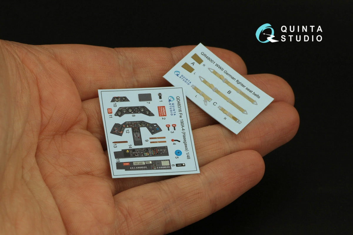 Quinta Studio QD48316 Fw 190A-4 3D-Printed &amp;amp; coloured Interior on decal paper (Hasegawa) 1/48 – imagen 5