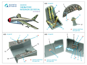 Intérieur imprimé en 3D et coloré sur papier décalcomanie Quinta Studio QD48530 Me P.1101 (RS models) 1/48 – image 2
