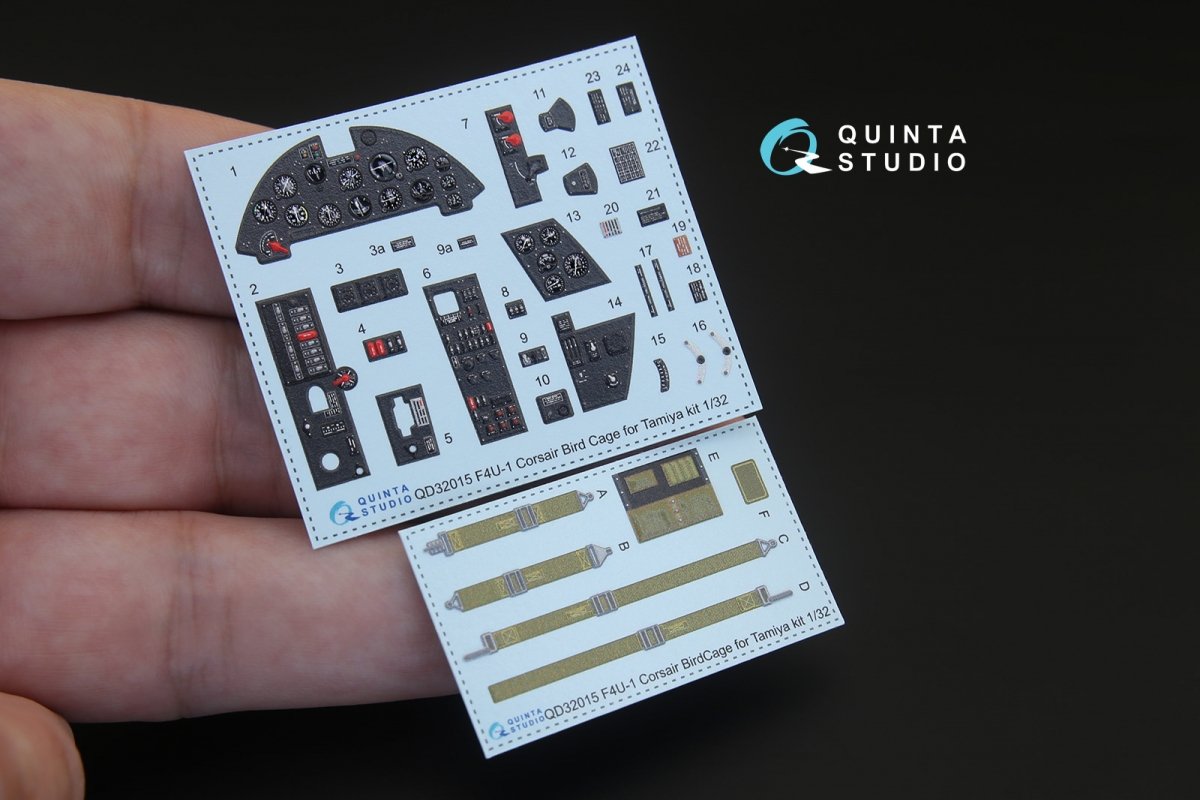 Quinta Studio QD32015 F4U-1 Corsair (Bird cage) 3D-Printed &amp;amp; coloured Interior on decal paper (for Tamiya kit) 1/32 – immagine 2
